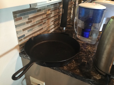 This skillet has been on my kitchen counter for at least two months.